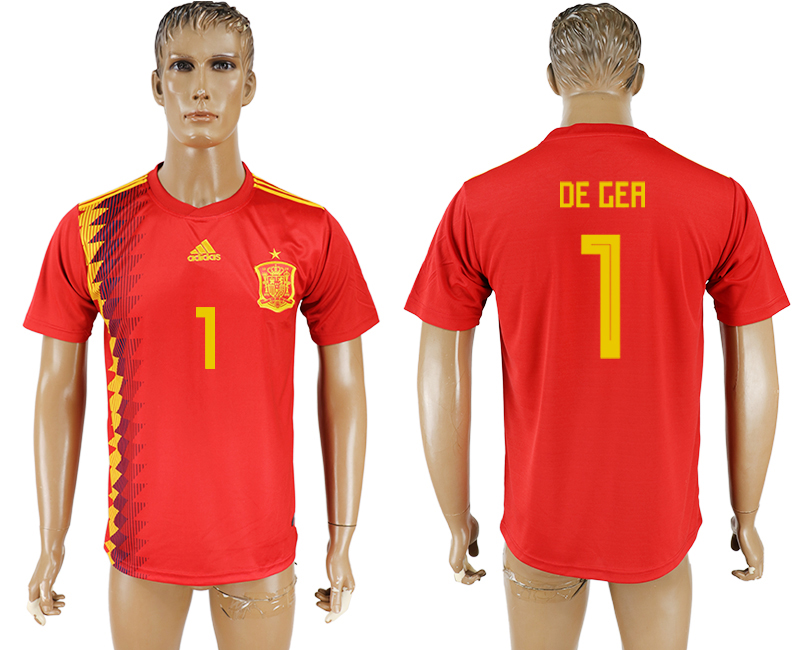 Men 2018 World Cup National Spain home aaa version 1 red soccer jersey